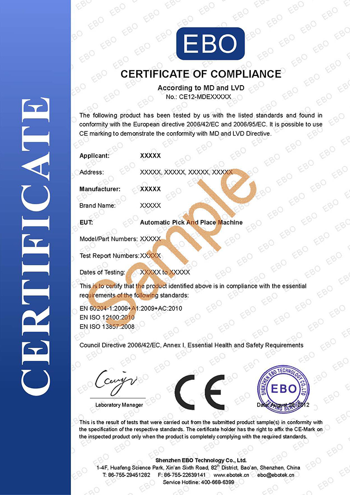 sample ce certificate